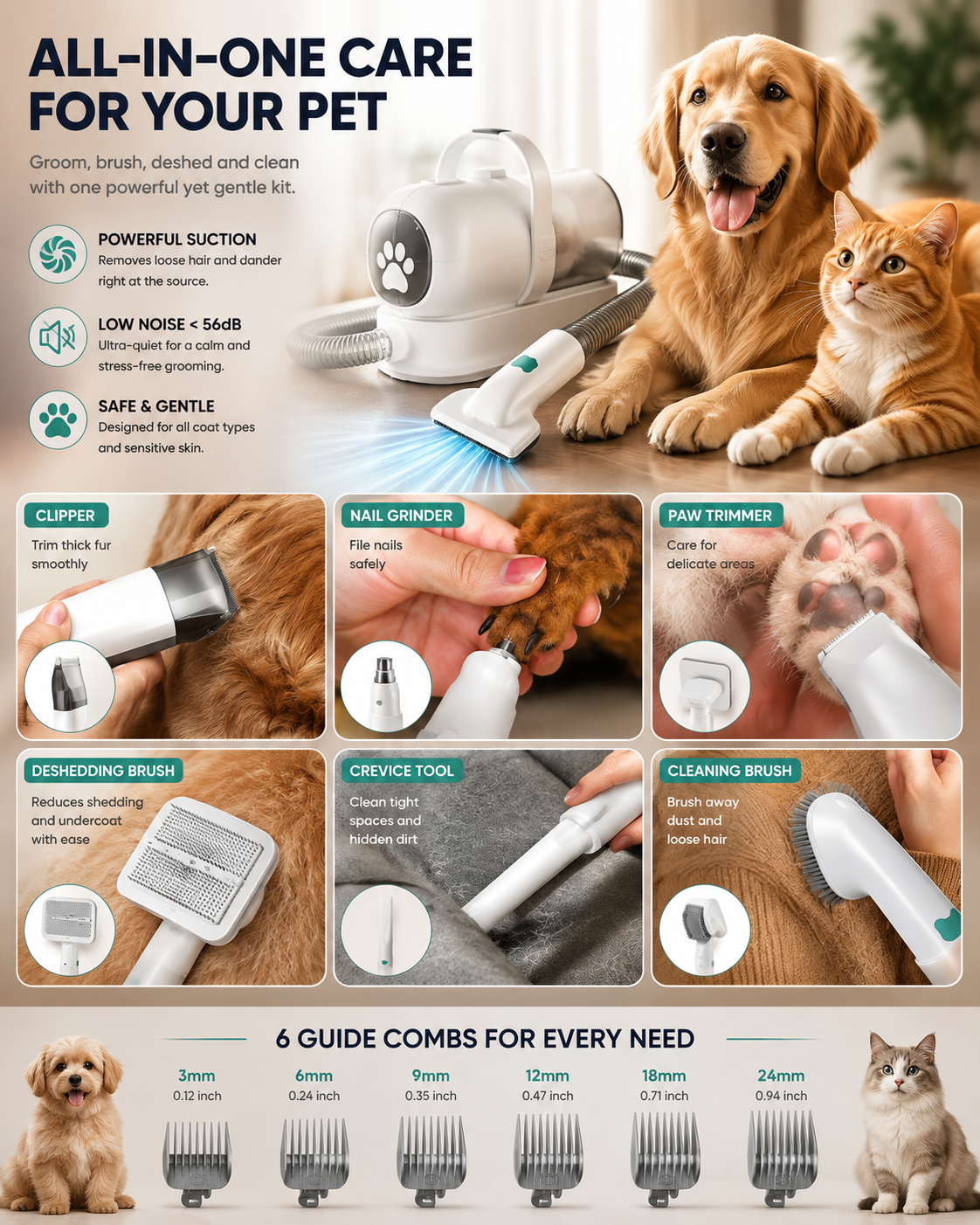3-in-1 Electric Pet Grooming Vacuum
